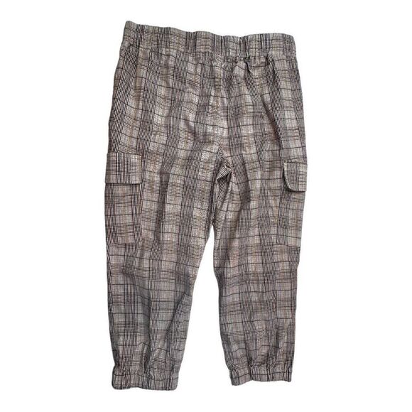 Tinseltown Cargo Pants Women's XL Brown Gray Plaid High Rise Pull-On Drawstring - Picture 2 of 10